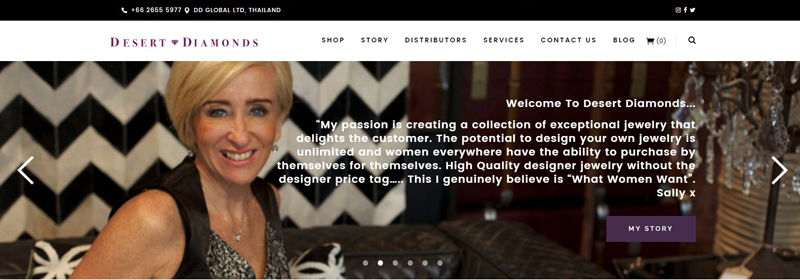 screenshot of the brand new Desert Diamonds website jewelry webstore