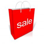 red shopping bag with SALE printed on the front this is for our diamond simulant clearance and special sale offers