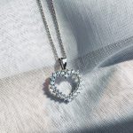 Halo Heart Pendant diamond simulants sterling silver