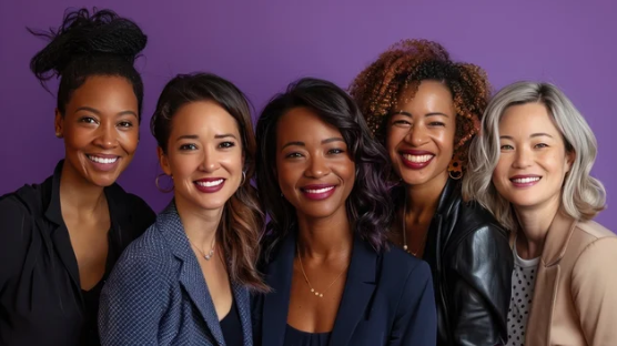 A group of diverse women smiling and wearing elegant jewelry, symbolizing empowerment, inclusivity, and business opportunities with Desert Diamonds Jewelry.